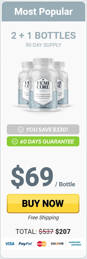 FemiCore 3 bottle pricing — 90 day supply best value