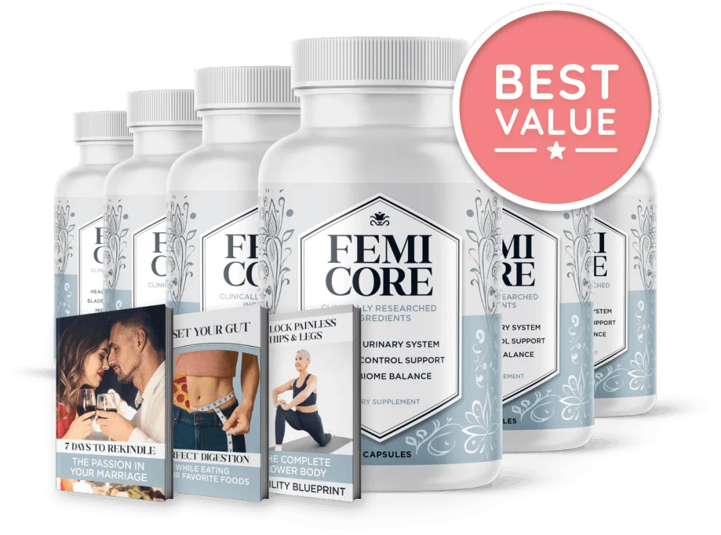 FemiCore 6 bottle bundle with biggest savings and 3 free bonus gifts